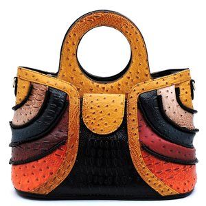 mustard ostrich handbag